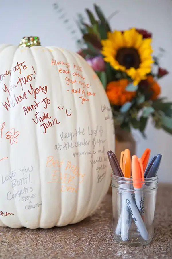 white pumpkin baby shower guest book