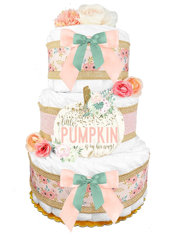 custom little pumpkin diaper cake