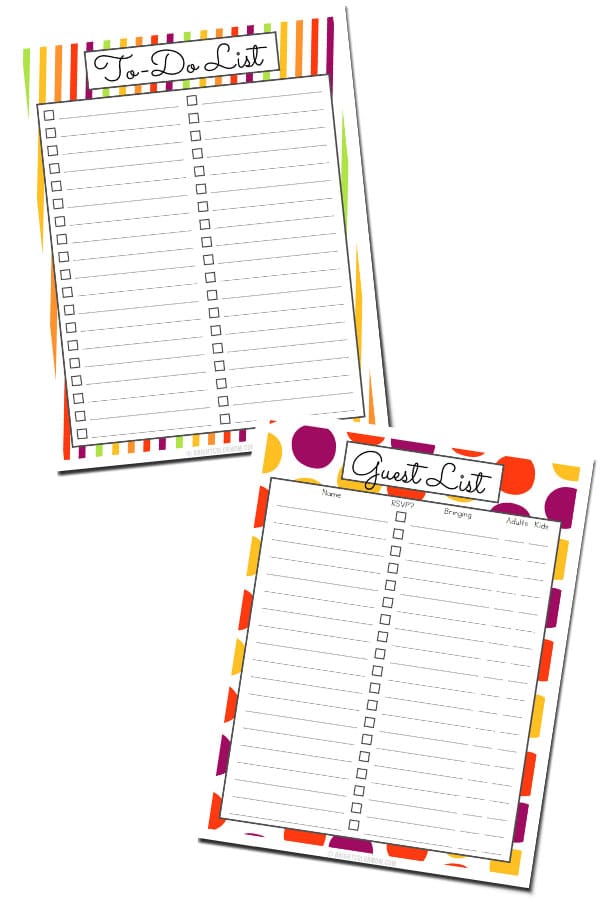 printable to-do list and Thanksgiving guest list template
