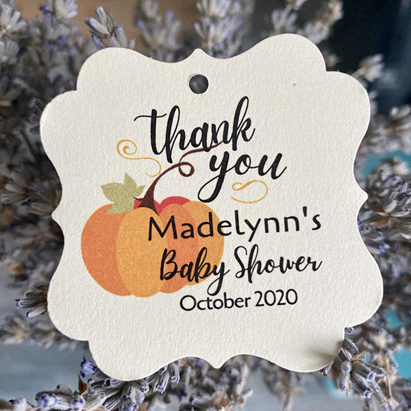 little pumpkin baby shower thank you tag