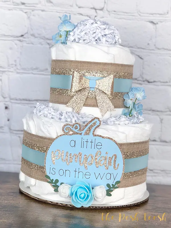 boy little pumpkin baby shower diaper cake