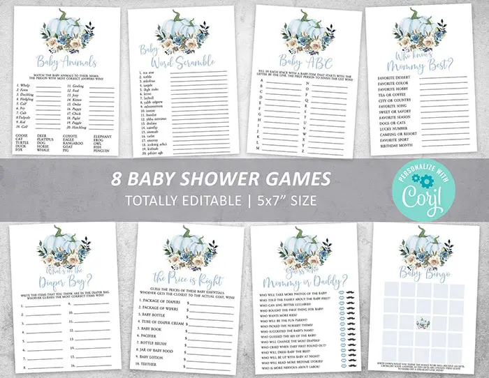 boy pumpkin printable baby shower games