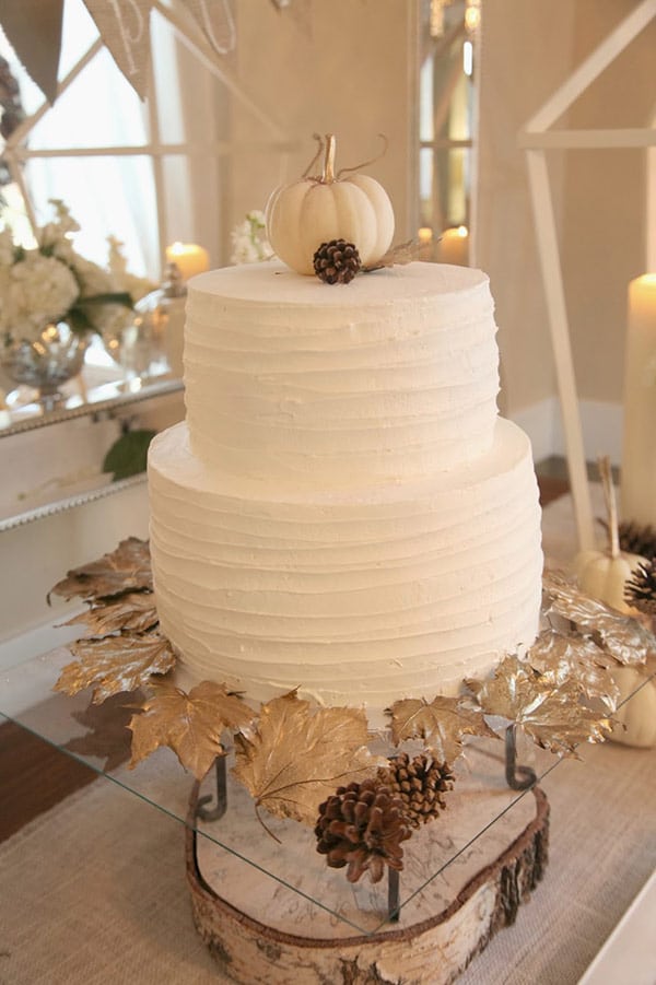 little pumpkin two-tier elegant baby shower cake