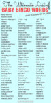 baby shower bingo words list