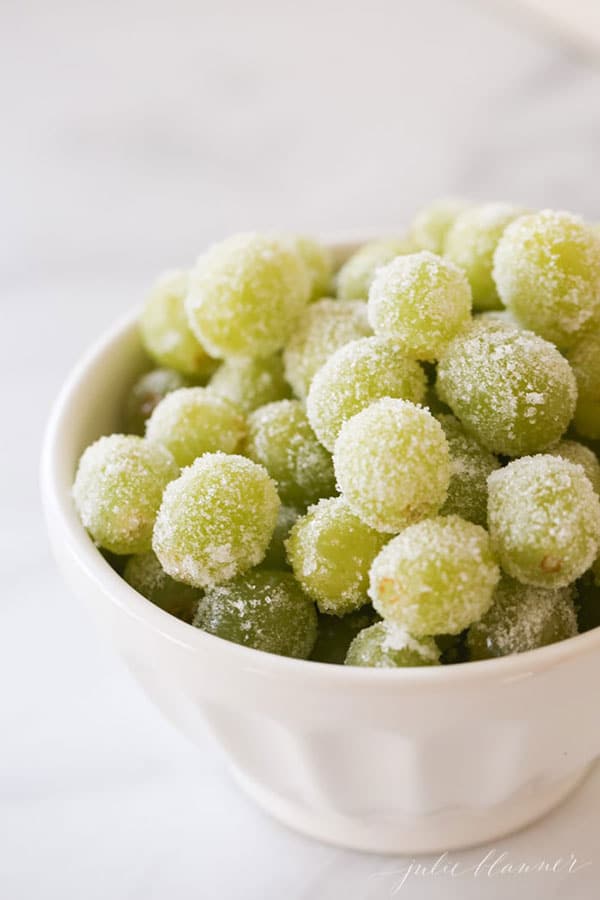 sugared champagne grapes for new years