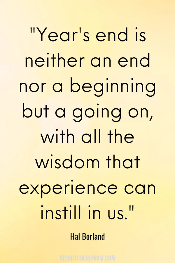 Year's end is neither an end nor a beginning but a going on, with all the wisdom that experience can instill in us.