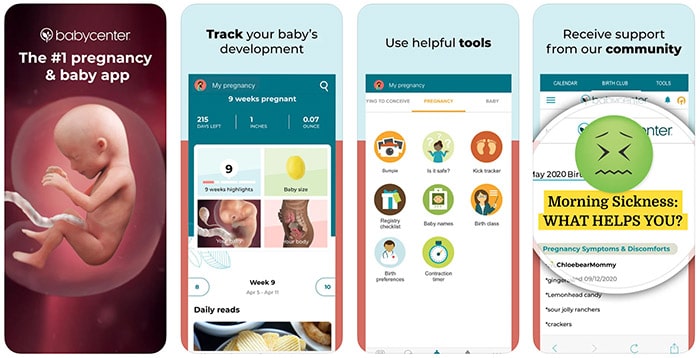 babycenter pregnancy tracker screenshots