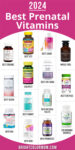 collage of various prenatal vitamin brands with the text "2024 Best Prenatal Vitamins"
