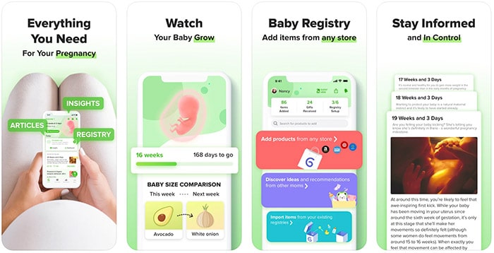 glow nurture pregnancy baby app screenshots