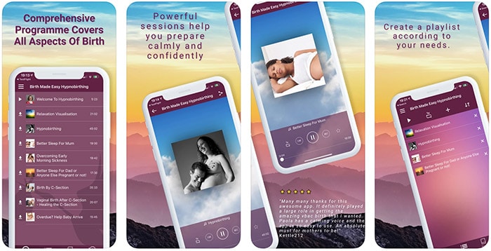 hypnobirthing birth made easy app screenshots