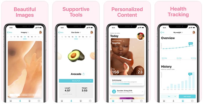 pregnancy plus app screenshots