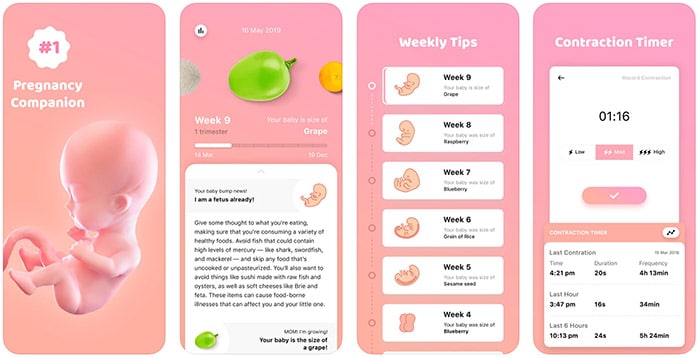 pregnancy tracker baby bump app screenshots