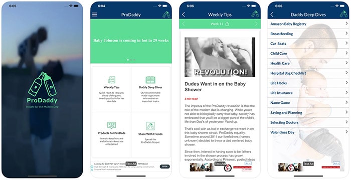 prodaddy pregnancy app for dads screenshots