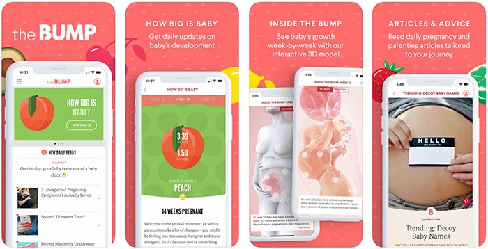 the bump pregnancy tracker app screenshots