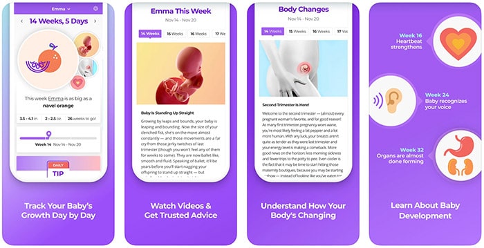 what to expect pregnancy and baby tracker app screenshots