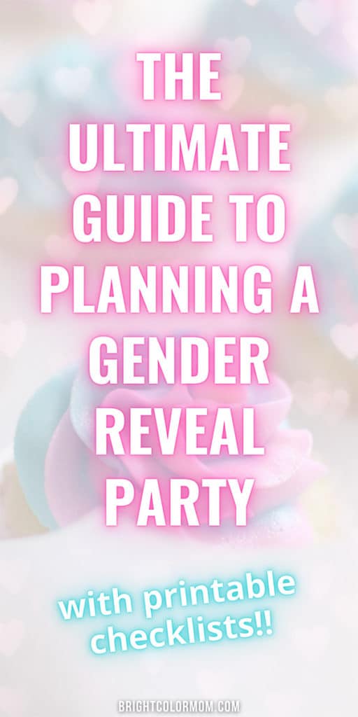 Text: the ultimate guide to planning a gender reveal party with printable checklists!!