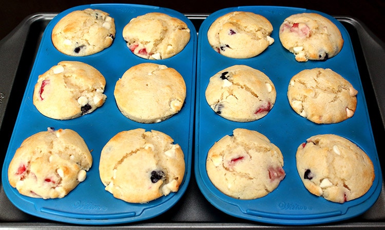 baked red, white and blue muffins