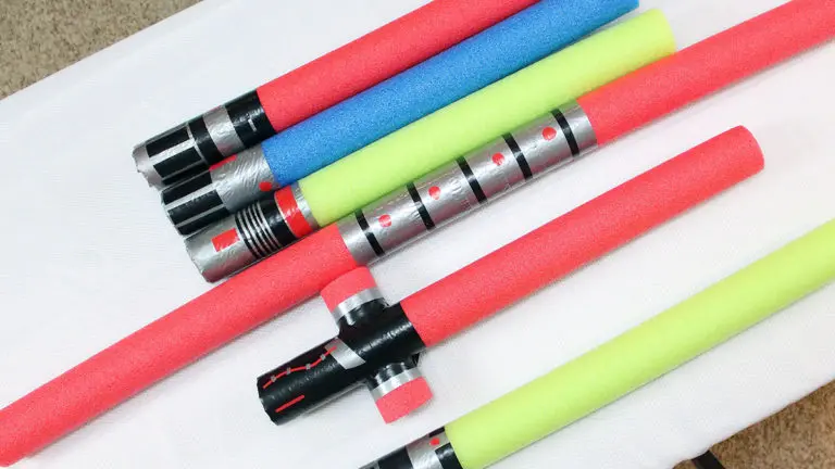 DIY pool noodle lightsabers