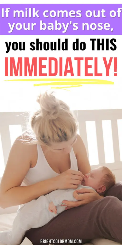 a mother checking her baby's nose with text overlay that says "If milk comes out of your baby's nose, you should do THIS immediately!"