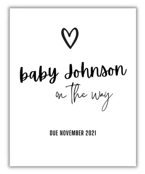 custom pregnancy announcement wine label where you can insert your last name and due date