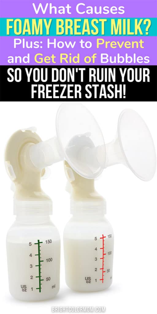 What causes foamy breast milk? Plus: How to prevent and get rid of bubbles so you don't ruin your freezer stash! Image of pumped bottles of breast milk with flanges still attached