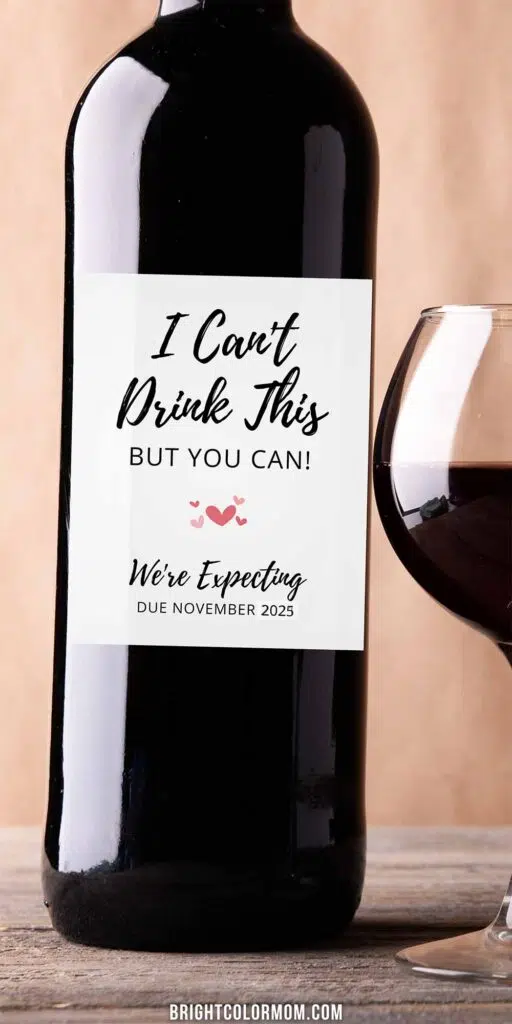 a wine bottle pregnancy announcement