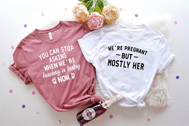 his and hers pregnancy announcement shirts