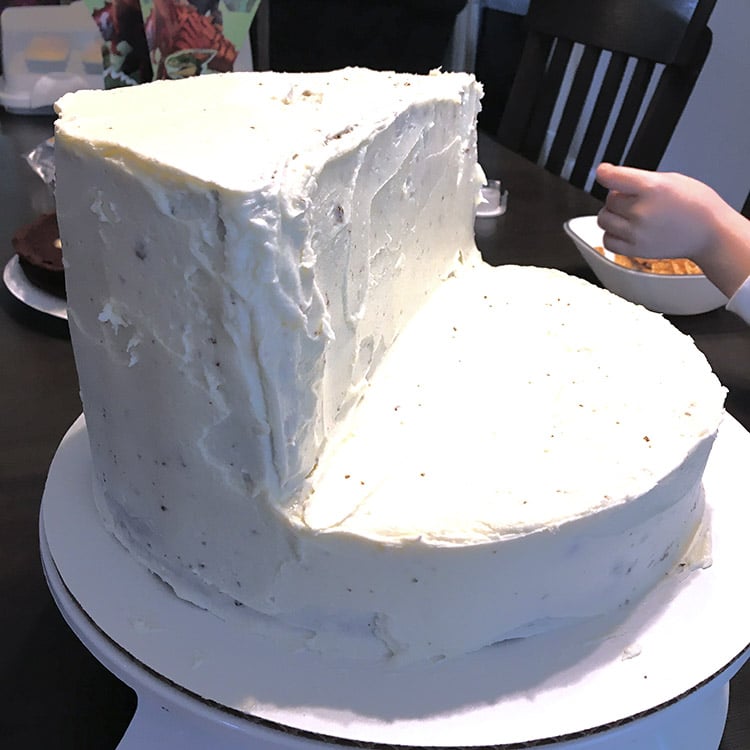 cake meant to look like a cliff covered in white buttercream frosting