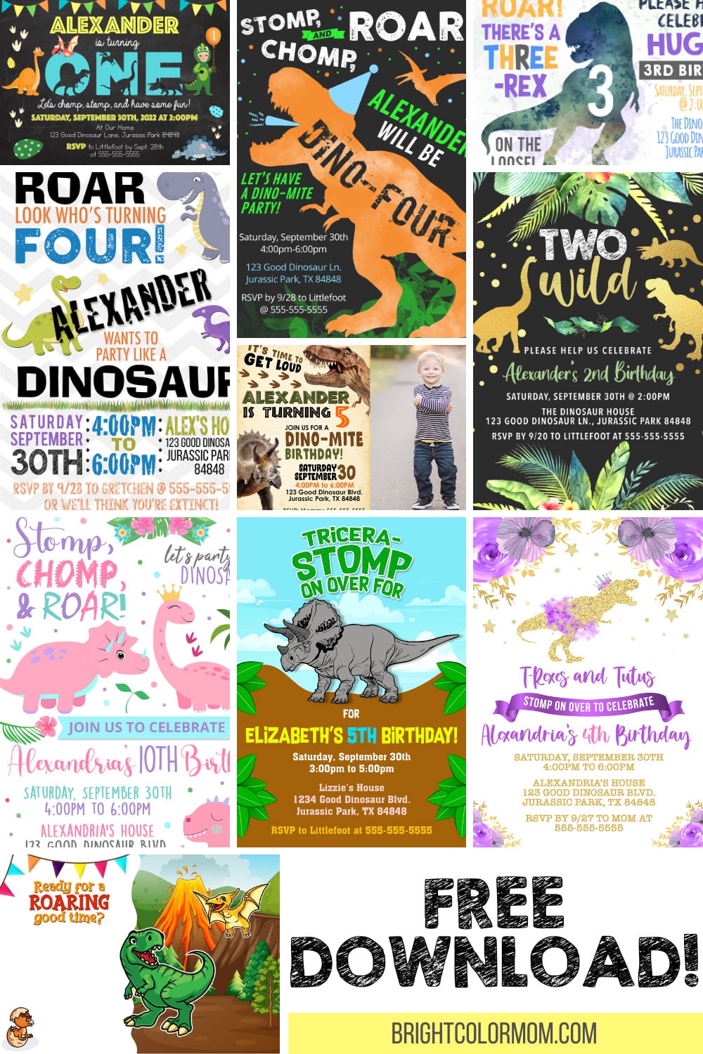 25+ Rawrsome Dinosaur Birthday Invitations (& FREE Download!)