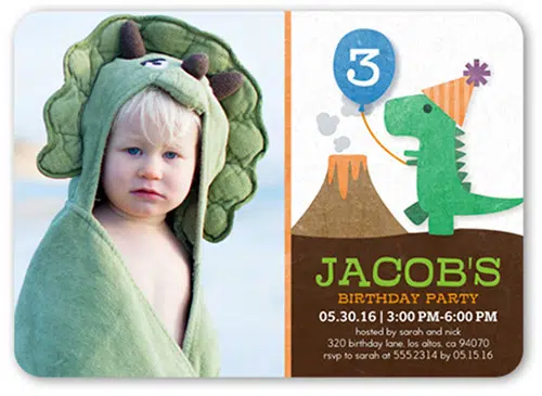 shutterfly dinosaur themed photo birthday invitation