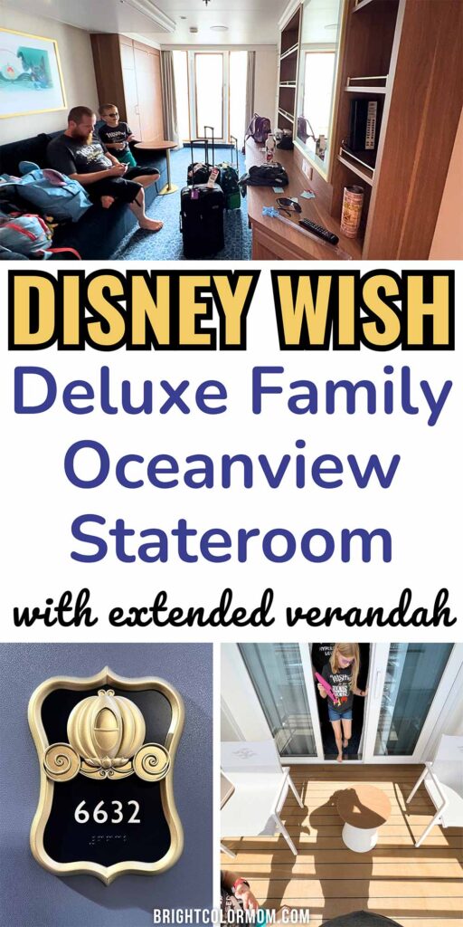 collage of photos from Disney Wish cruise ship room