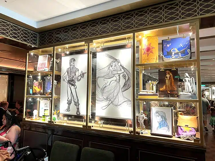 Rapunzel artwork featured in the 1923 restaurant on the Disney Wish