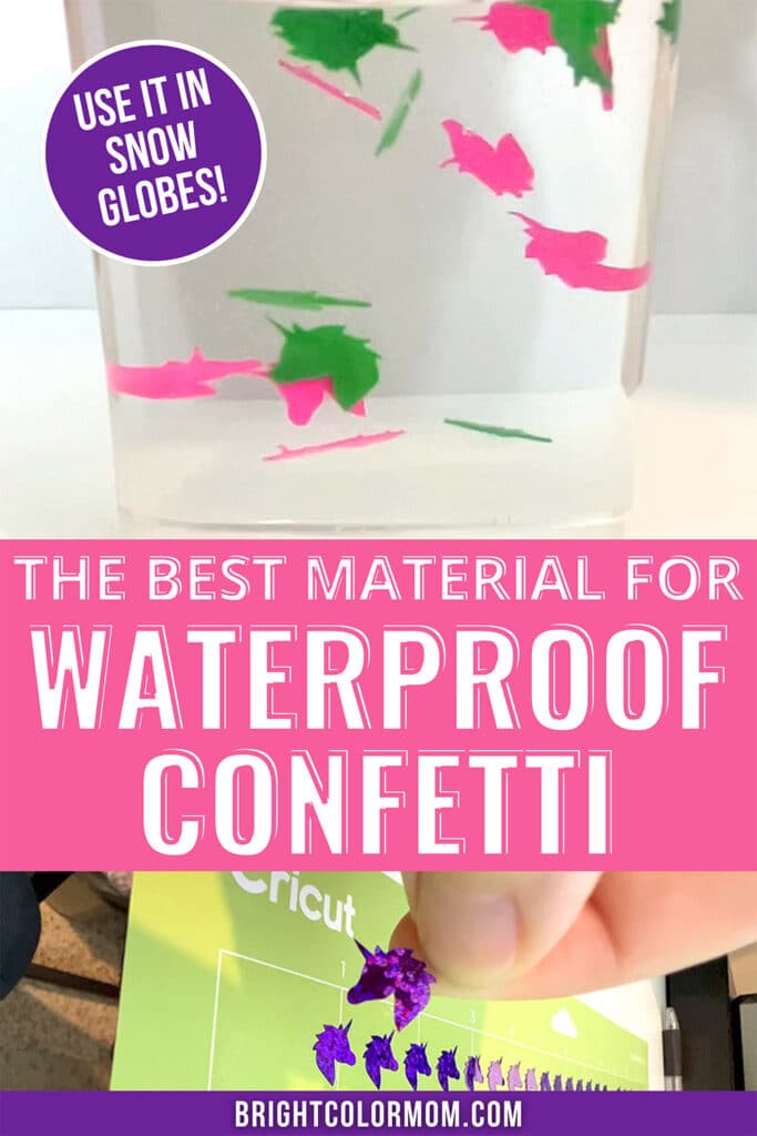 images of unicorn confetti and the text "The best material for waterproof confetti"