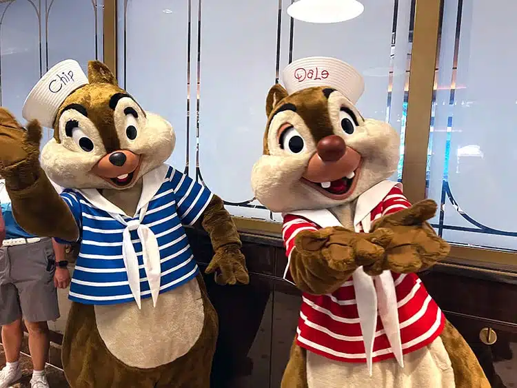 Chip and Dale in their sailing outfits on the Disney Wish