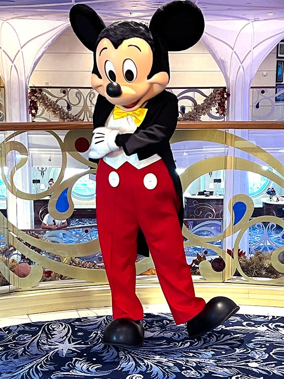 Mickey in his classic outfit on the Disney Wish