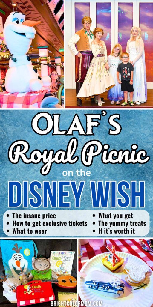 various photos from Olaf's Royal Picnic on the Disney Wish cruise ship