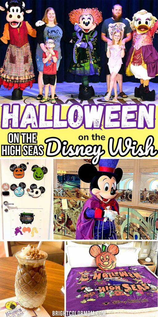 collage of photos from Disney Wish Halloween cruise