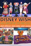 a collage of photos featuring Halloween features on the Disney Wish with text reading "Disney Wish Halloween on the High Seas: what's different, what's better, what's missing"