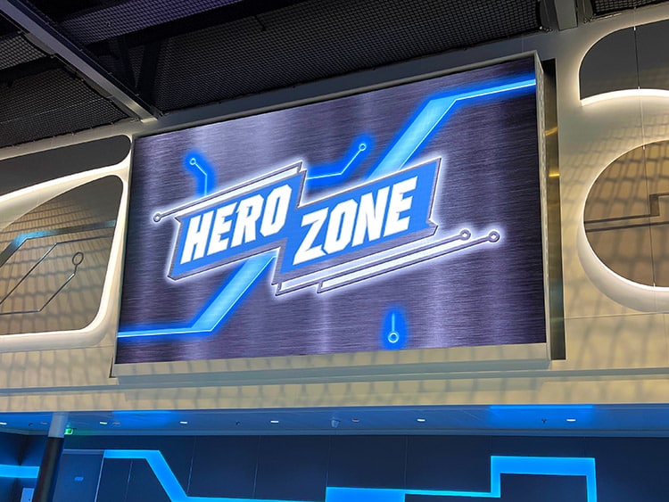giant LED screen reading "Hero Zone"