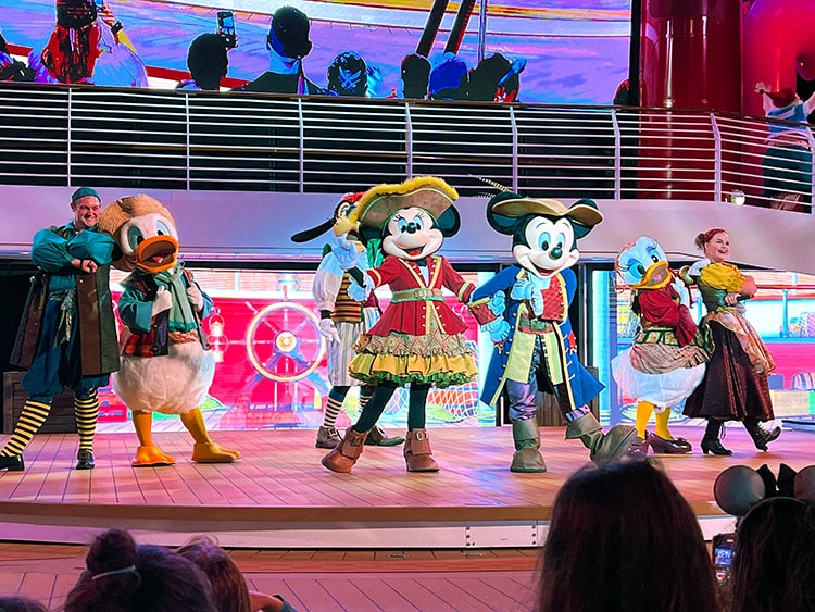 a photo taken during Mickey's Pirates in the Caribbean show on the Disney Wish