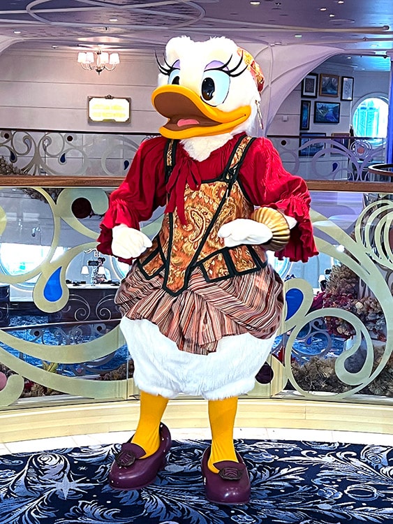 Daisy Duck dressed as a pirate on a Disney cruise