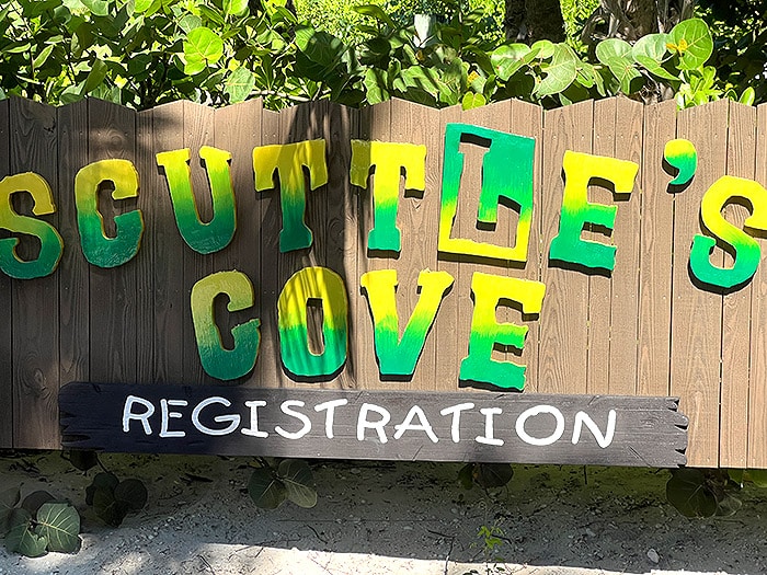 Scuttle's Cove sign on Castaway Cay