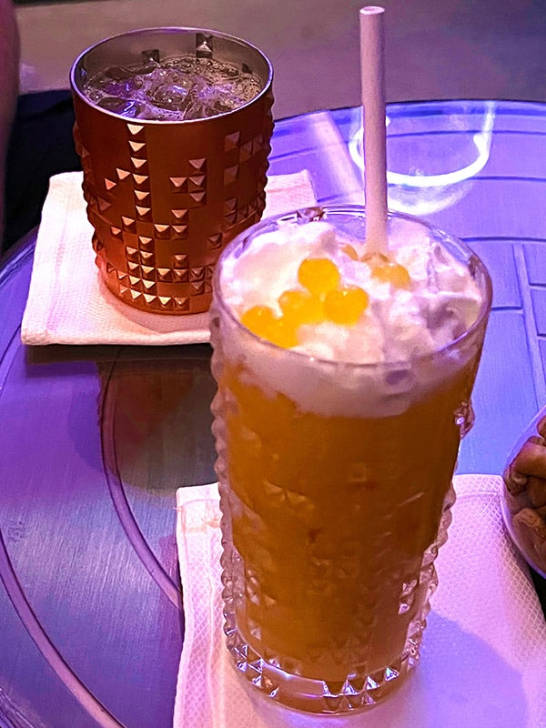 the Chancellor and Golden One cocktails from the Hyperspace Lounge on the Disney Wish