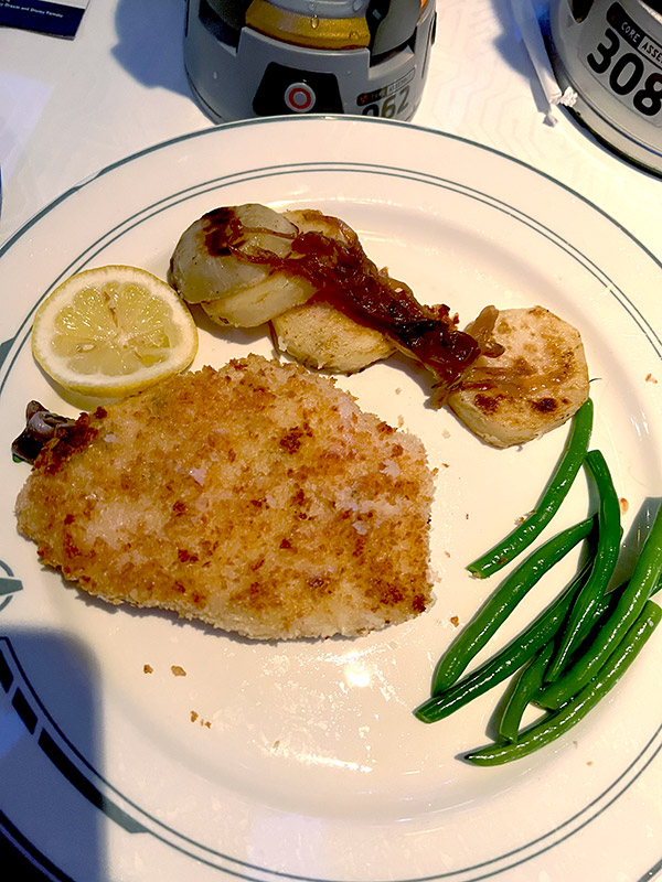 chicken schnitzel with potatoes and green beans from Worlds of Marvel