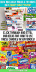 large collage of candy as well as a completed Father's Day candy bar poster and text reading "How to easily make a Father's Day candy bar poster! Click through and steal our ideas for how to use these candies in sentences"