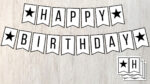 Free Printable Happy Birthday Banner in Black and White