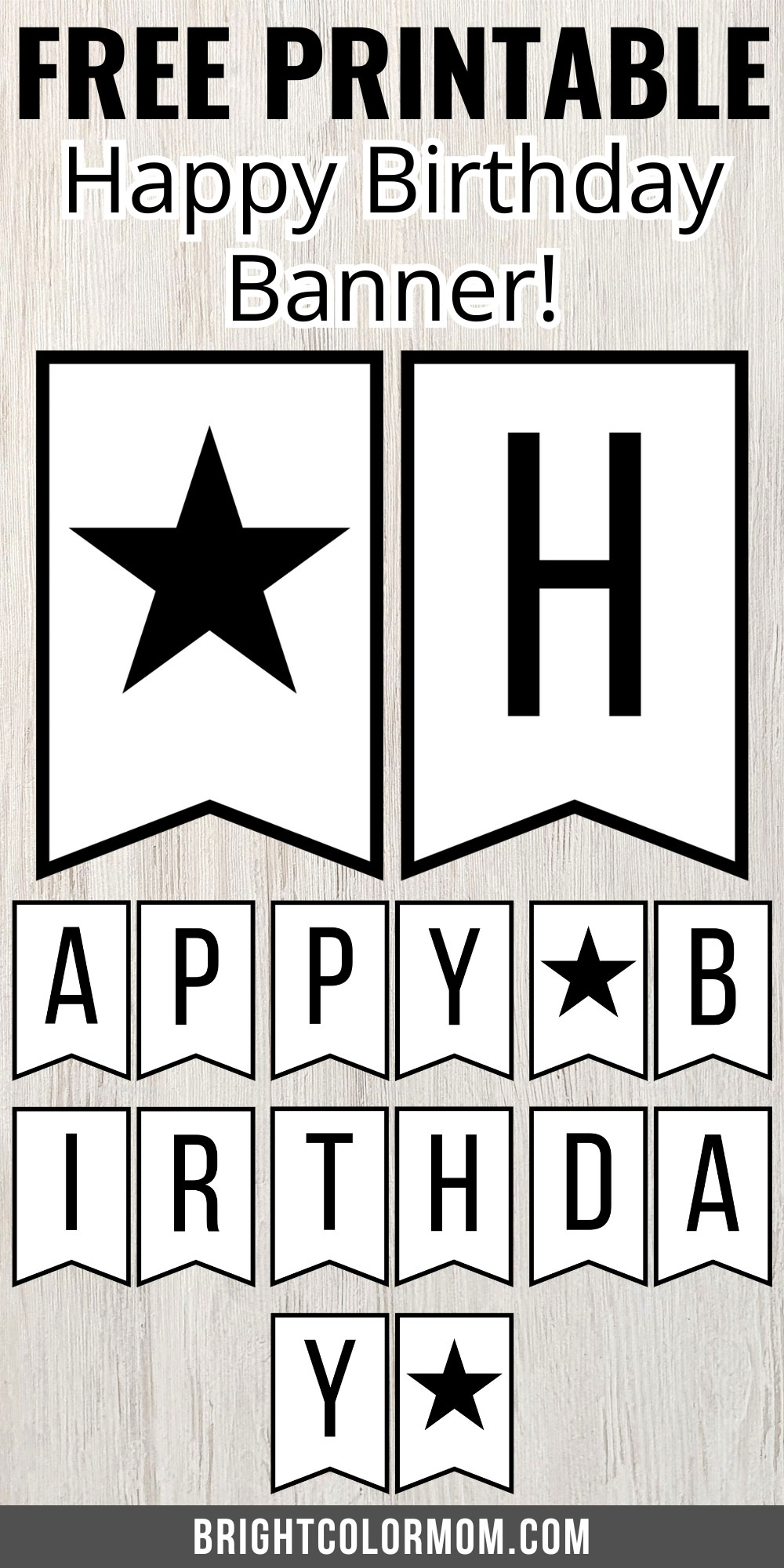 FREE Happy Birthday Banner Printable (Black and White)