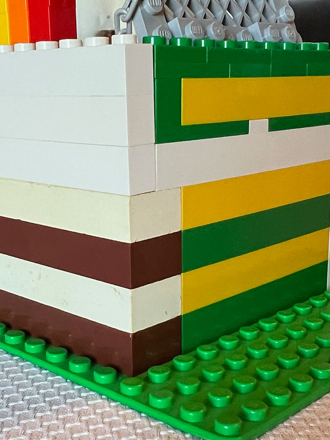 a LEGO design where piece colors were substituted, with some pieces old and discolored