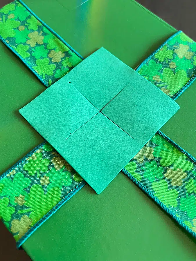 a trap door made from green craft foam for a leprechaun trap