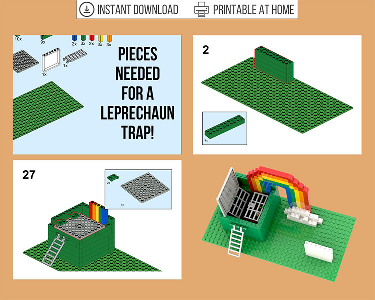 an ad for instructions to build a leprechaun trap from LEGOs